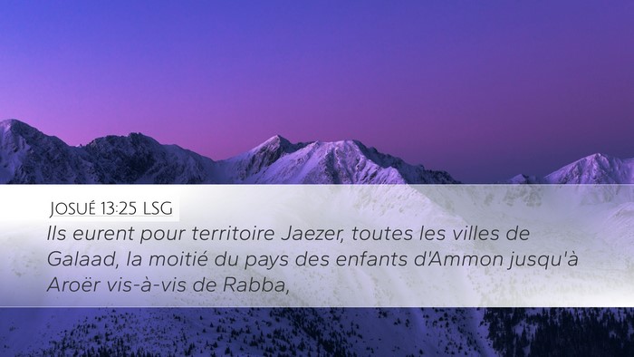 Josué 13:25 LSG Desktop Wallpaper - Ils eurent pour territoire Jaezer, toutes les - Desktop Bible Verse Wallpaper