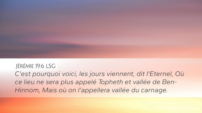 Jérémie 19:6 LSG Bible Verse Image