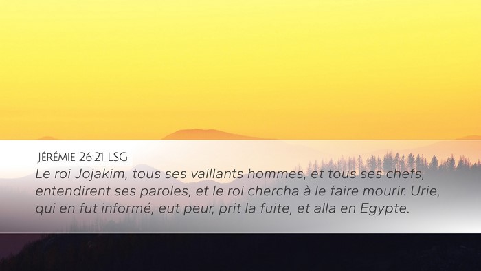 Jérémie 26:21 LSG Bible Verse Image