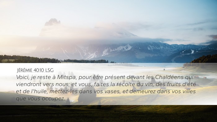 Jérémie 40:10 LSG Bible Verse Image