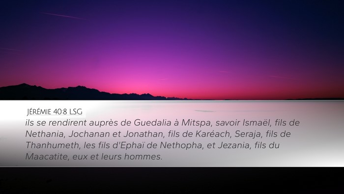 Jérémie 40:8 LSG Bible Verse Image