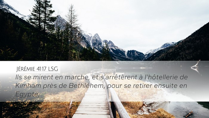 Jérémie 41:17 LSG Desktop Wallpaper - Ils se mirent en marche, et s'arrêtèrent à - Desktop Bible Verse Wallpaper