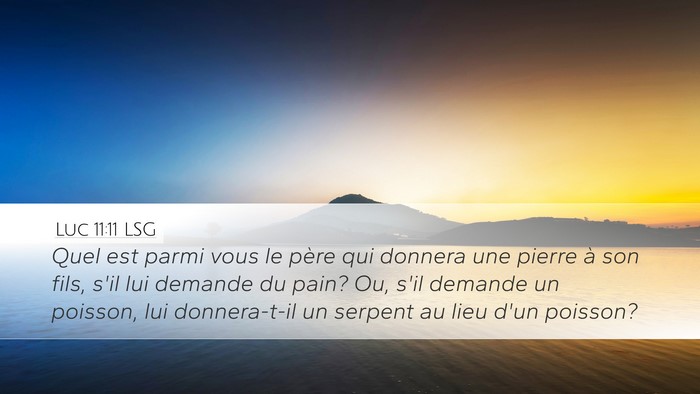 Luc 11:11 LSG Desktop Wallpaper - Quel est parmi vous le père qui donnera une - Desktop Bible Verse Wallpaper