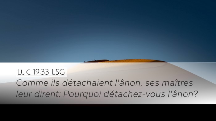 Luc 19:33 LSG Desktop Wallpaper - Comme ils détachaient l'ânon, ses maîtres leur - Desktop Bible Verse Wallpaper