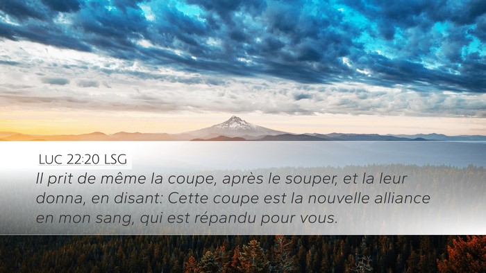 Luc 22:20 LSG Desktop Wallpaper - Il prit de même la coupe, après le souper, et - Desktop Bible Verse Wallpaper