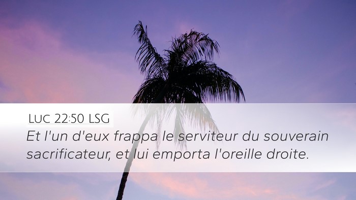 Luc 22:50 LSG Desktop Wallpaper - Et l'un d'eux frappa le serviteur du souverain - Desktop Bible Verse Wallpaper
