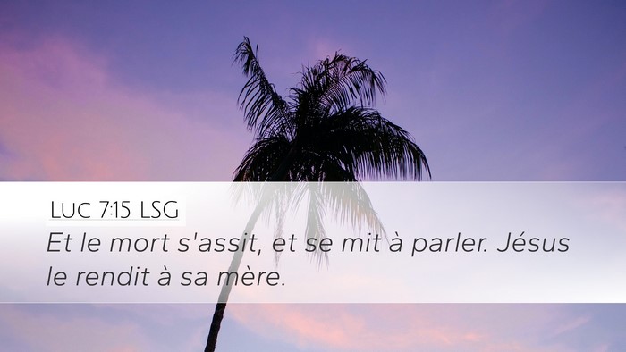 Luc 7:15 LSG Desktop Wallpaper - Et le mort s'assit, et se mit à parler. Jésus - Desktop Bible Verse Wallpaper