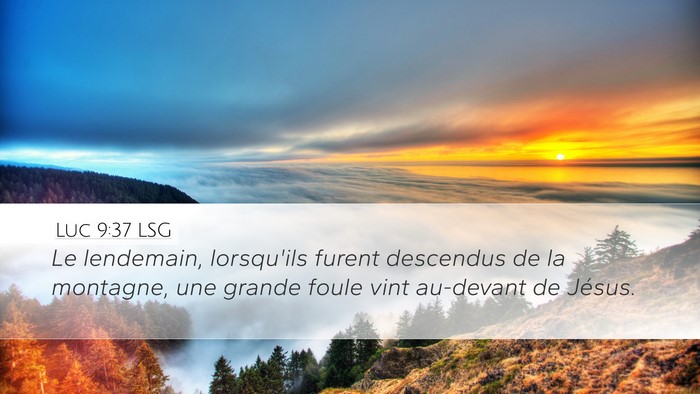 Luc 9:37 LSG Desktop Wallpaper - Le lendemain, lorsqu'ils furent descendus de la - Desktop Bible Verse Wallpaper