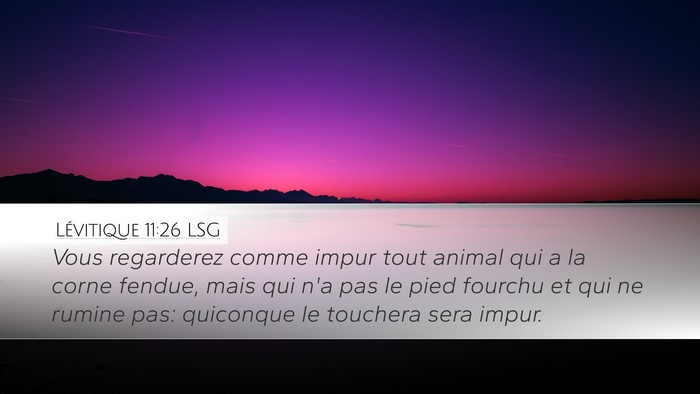 Lévitique 11:26 LSG Desktop Wallpaper - Vous regarderez comme impur tout animal qui a la - Desktop Bible Verse Wallpaper