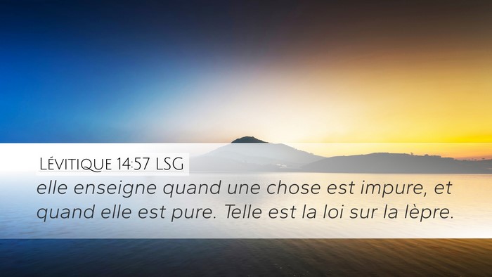 Lévitique 14:57 LSG Desktop Wallpaper - elle enseigne quand une chose est impure, et - Desktop Bible Verse Wallpaper