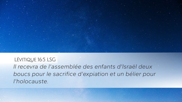 Lévitique 16:5 LSG Bible Verse Image