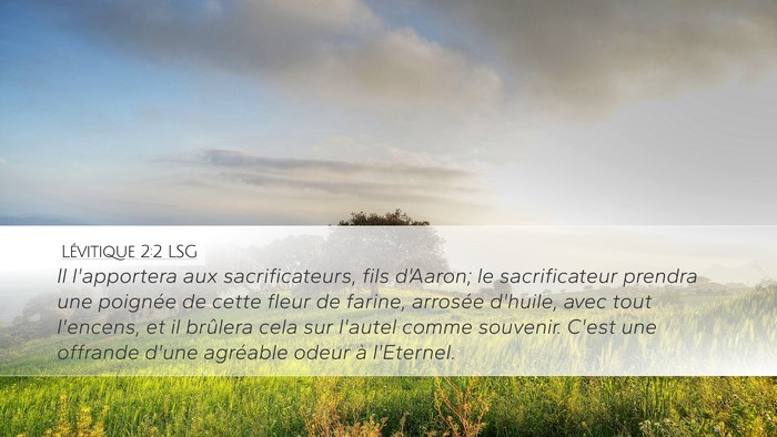 Lévitique 2:2 LSG Desktop Wallpaper - Il l'apportera aux sacrificateurs, fils d'Aaron; - Desktop Bible Verse Wallpaper