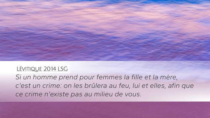 Lévitique 20:14 LSG Bible Verse Image