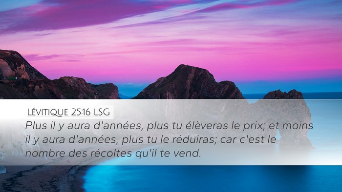 Lévitique 25:16 LSG Desktop Wallpaper - Plus il y aura d'années, plus tu élèveras le - Desktop Bible Verse Wallpaper