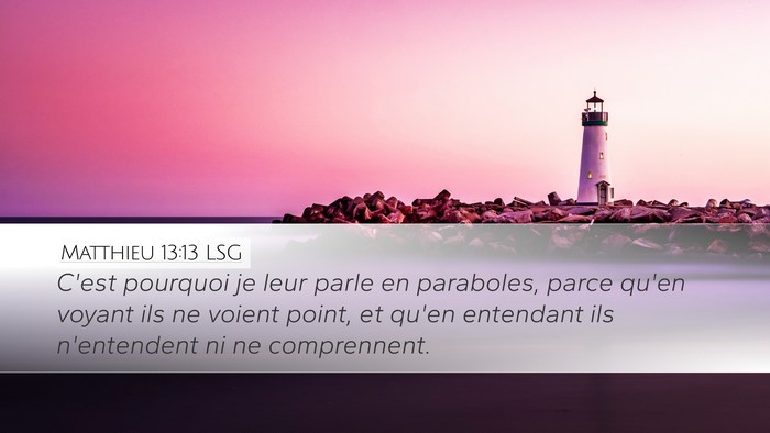 Matthieu 13:13 LSG Desktop Wallpaper - C'est pourquoi je leur parle en paraboles, parce - Desktop Bible Verse Wallpaper