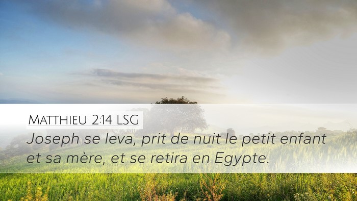 Matthieu 2:14 LSG Desktop Wallpaper - Joseph se leva, prit de nuit le petit enfant et - Desktop Bible Verse Wallpaper