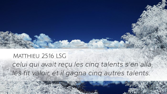 Matthieu 25:16 LSG Desktop Wallpaper - celui qui avait reçu les cinq talents s'en alla, - Desktop Bible Verse Wallpaper