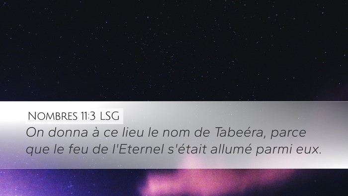 Nombres 11:3 LSG Desktop Wallpaper - On donna à ce lieu le nom de Tabeéra, parce que - Desktop Bible Verse Wallpaper