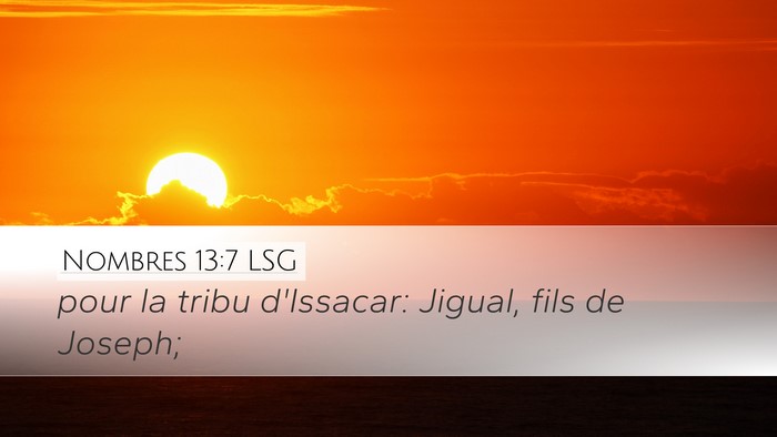 Nombres 13:7 LSG Desktop Wallpaper - pour la tribu d'Issacar: Jigual, fils de - Desktop Bible Verse Wallpaper
