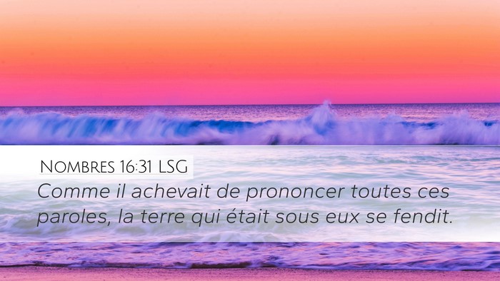 Nombres 16:31 LSG Desktop Wallpaper - Comme il achevait de prononcer toutes ces - Desktop Bible Verse Wallpaper