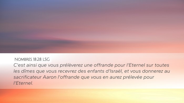 Nombres 18:28 LSG Desktop Wallpaper - C'est ainsi que vous prélèverez une offrande - Desktop Bible Verse Wallpaper