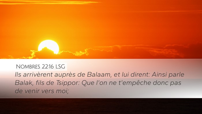 Nombres 22:16 LSG Bible Verse Image