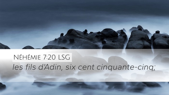 Néhémie 7:20 LSG Desktop Wallpaper - les fils d'Adin, six cent - Desktop Bible Verse Wallpaper
