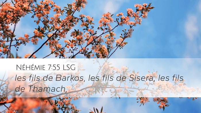 Néhémie 7:55 LSG Desktop Wallpaper - les fils de Barkos, les fils de Sisera, les fils - Desktop Bible Verse Wallpaper