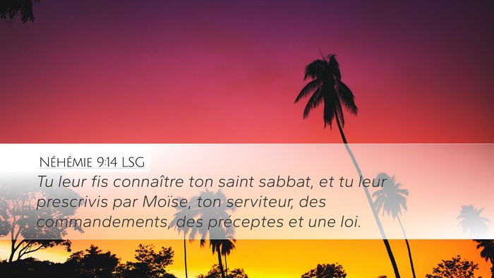 Néhémie 9:14 LSG Desktop Wallpaper - Tu leur fis connaître ton saint sabbat, et tu - Desktop Bible Verse Wallpaper