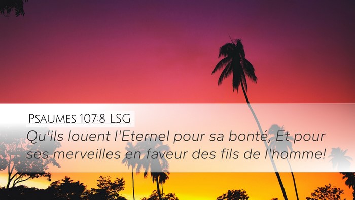 Psaumes 107:8 LSG Bible Verse Image