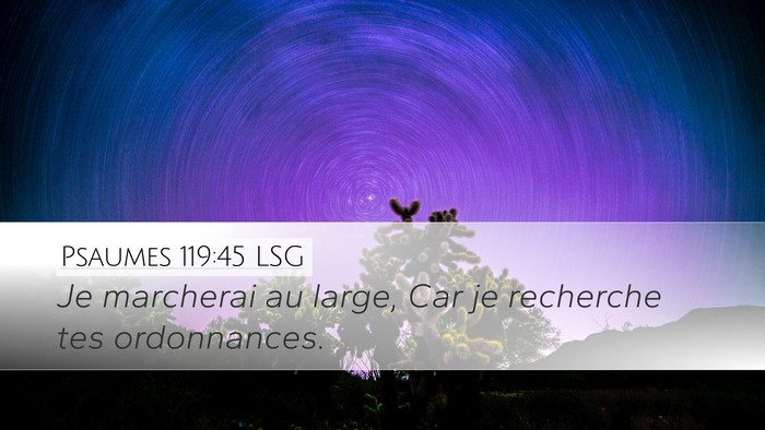 Psaumes 119:45 LSG Desktop Wallpaper - Je marcherai au large, Car je recherche tes - Desktop Bible Verse Wallpaper