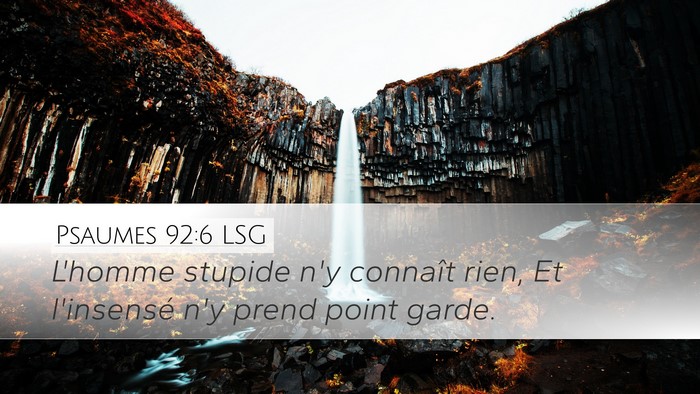 Psaumes 92:6 LSG Bible Verse Image