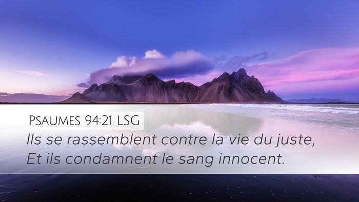 Psaumes 94:21 LSG Bible Verse Image