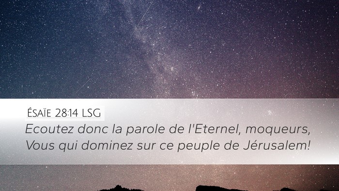 Ésaïe 28:14 LSG Bible Verse Image