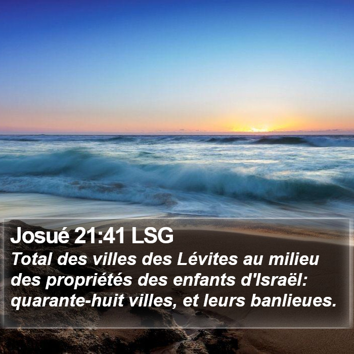 Josué 21:41 LSG - Total des villes des Lévites au milieu des - Bible Verse Picture