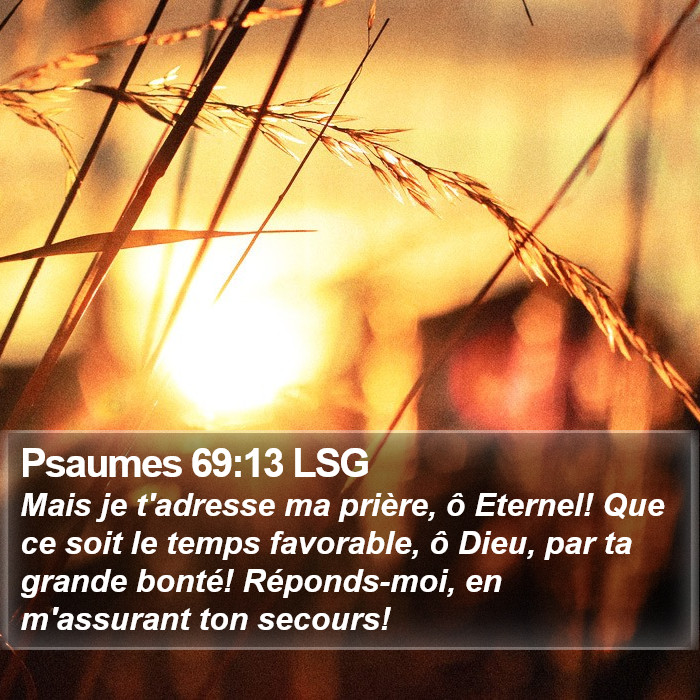 Psaumes 69:13 LSG - Mais je t'adresse ma prière, ô Eternel! Que ce