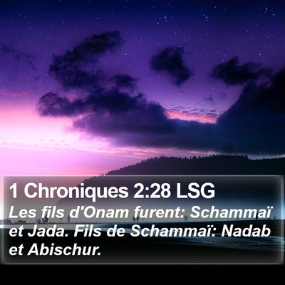1 Chroniques 2:28 LSG Bible Verse Image