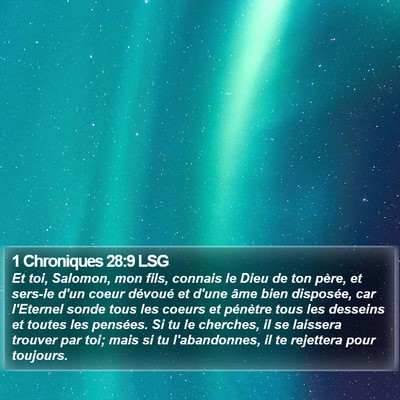 1 Chroniques 28:9 LSG Bible Verse Image