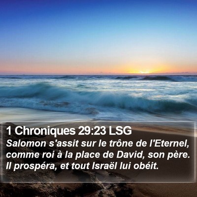 1 Chroniques 29:23 LSG Bible Verse Image
