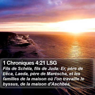 1 Chroniques 4:21 LSG Bible Verse Image