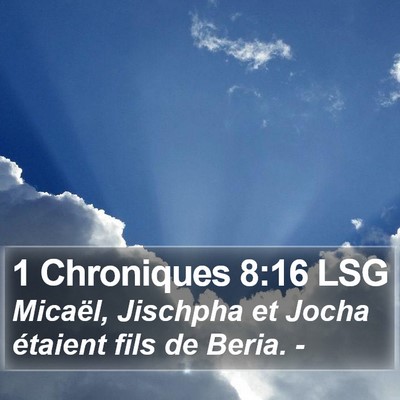 1 Chroniques 8:16 LSG Bible Verse Image