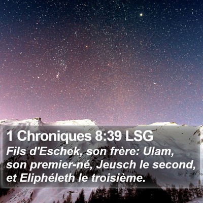 1 Chroniques 8:39 LSG Bible Verse Image