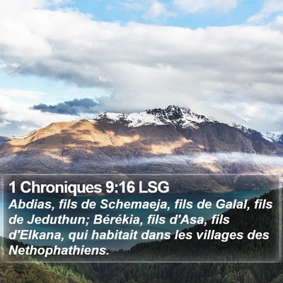 1 Chroniques 9:16 LSG Bible Verse Image