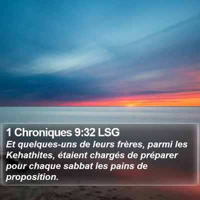 1 Chroniques 9:32 LSG Bible Verse Image