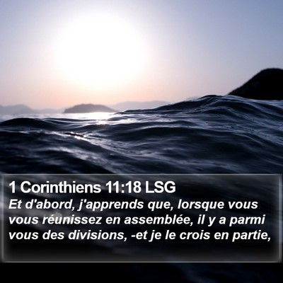 1 Corinthiens 11:18 LSG Bible Verse Image