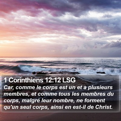 1 Corinthiens 12:12 LSG Bible Verse Image