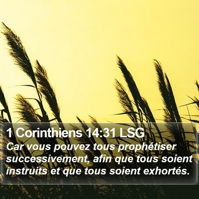 1 Corinthiens 14:31 LSG Bible Verse Image