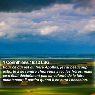 1 Corinthiens 16:12 LSG Bible Verse Image