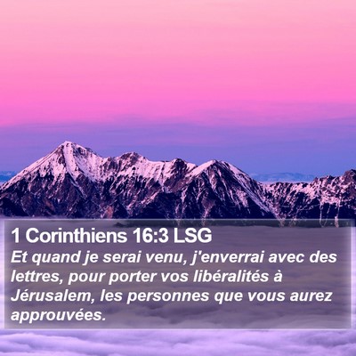 1 Corinthiens 16:3 LSG Bible Verse Image