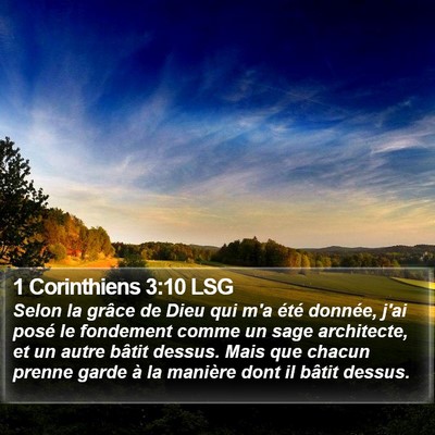 1 Corinthiens 3:10 LSG Bible Verse Image